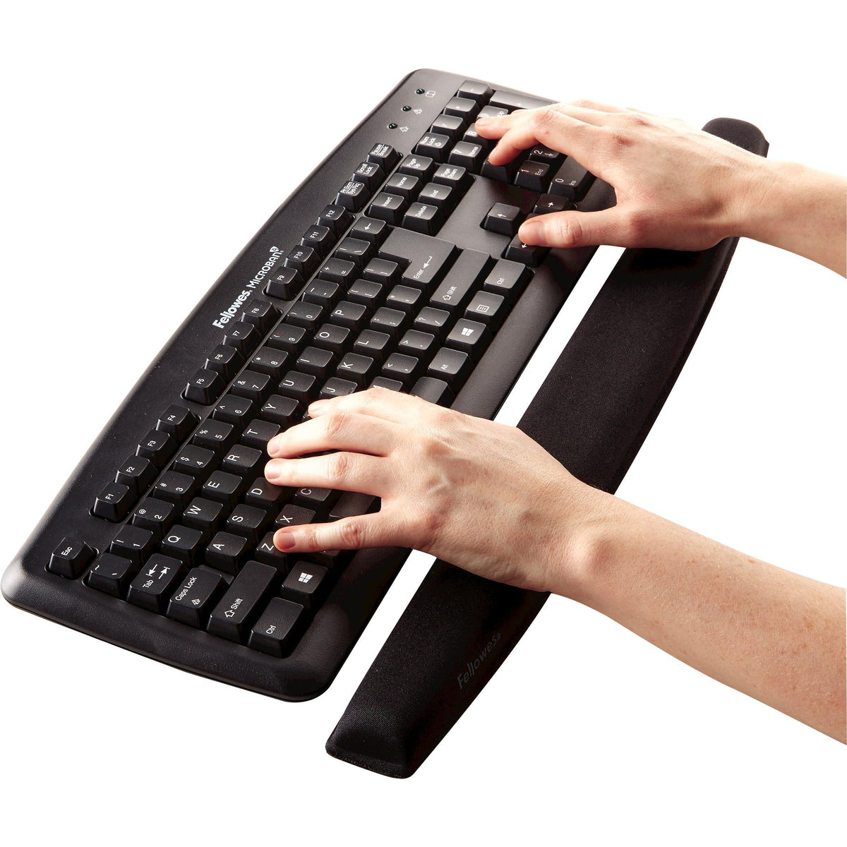 Fellowes Handgelenkauflage für die Tastatur, gefüllt mit Memory Foam Schaumstoff, mit weichem Stoffbezug, ergonomisch - schwarz