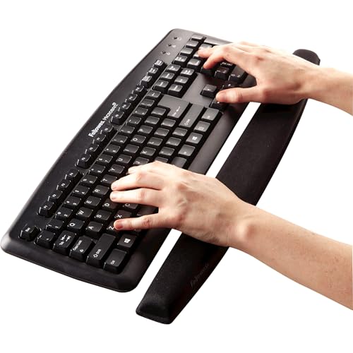 Fellowes Handgelenkauflage für die Tastatur, gefüllt mit Memory Foam Schaumstoff, mit weichem Stoffbezug, ergonomisch - schwarz