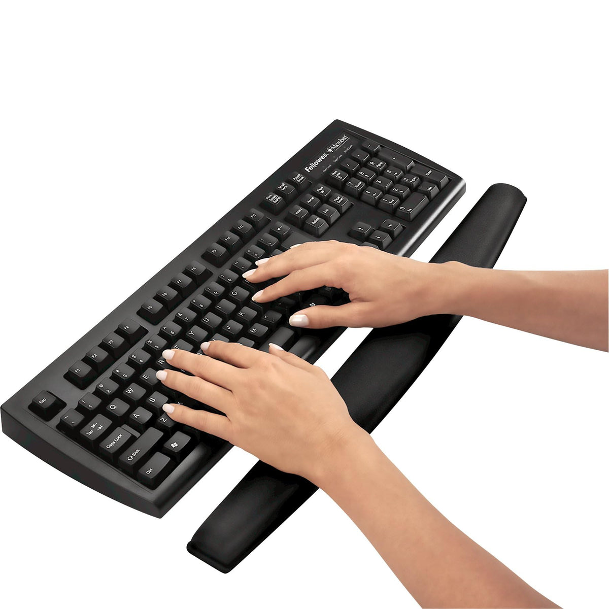 Fellowes Handgelenkauflage für die Tastatur, gefüllt mit Memory Foam Schaumstoff, mit weichem Stoffbezug, ergonomisch - schwarz