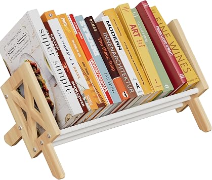 THYGIFTREE Kippbares Bücherregal aus Holz für Wohnzimmer/Zuhause/Büro, Schreibtisch Organizer, Bücherregal-Aufbewahrungsregal zur Präsentation von CDs/Magazine/Books Display