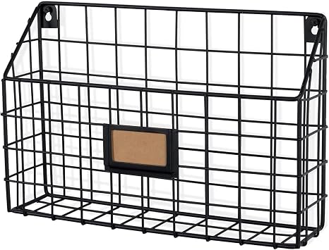 Rivista Aktenhalter für Zuhause, Büro, Schreibtisch, Wandmontage, breiter Hühnerdraht, Organizer und Zeitschriftenhalter, Metall, schwarz
