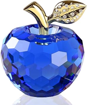 DOJOZ Kristall Apfel Briefbeschwerer Handwerk Dekoration Tischplatte Ornament Statue Home Decor (blau)