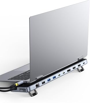 Baseus Laptop-Dockingstation-Ständer, 12-in-1, HUB Dreifaches 4K-Display, HDMI/DP, 10 Gbit/s USB A/C, schnelle Datenübertragung, PD 100W, Ethernet, TF/SD, Docking Station USB C mit Ständer für Windows