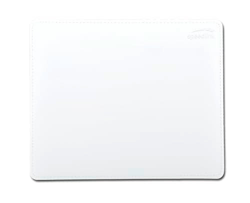 Speedlink NOTARY Soft Touch Mousepad white - Mauspad weiß mit eleganter Lederoptik, weiche Oberfläche, genähter Rand, leicht zu reinigen, rutschfeste Unterseite, 23x19 cm klein, weiß