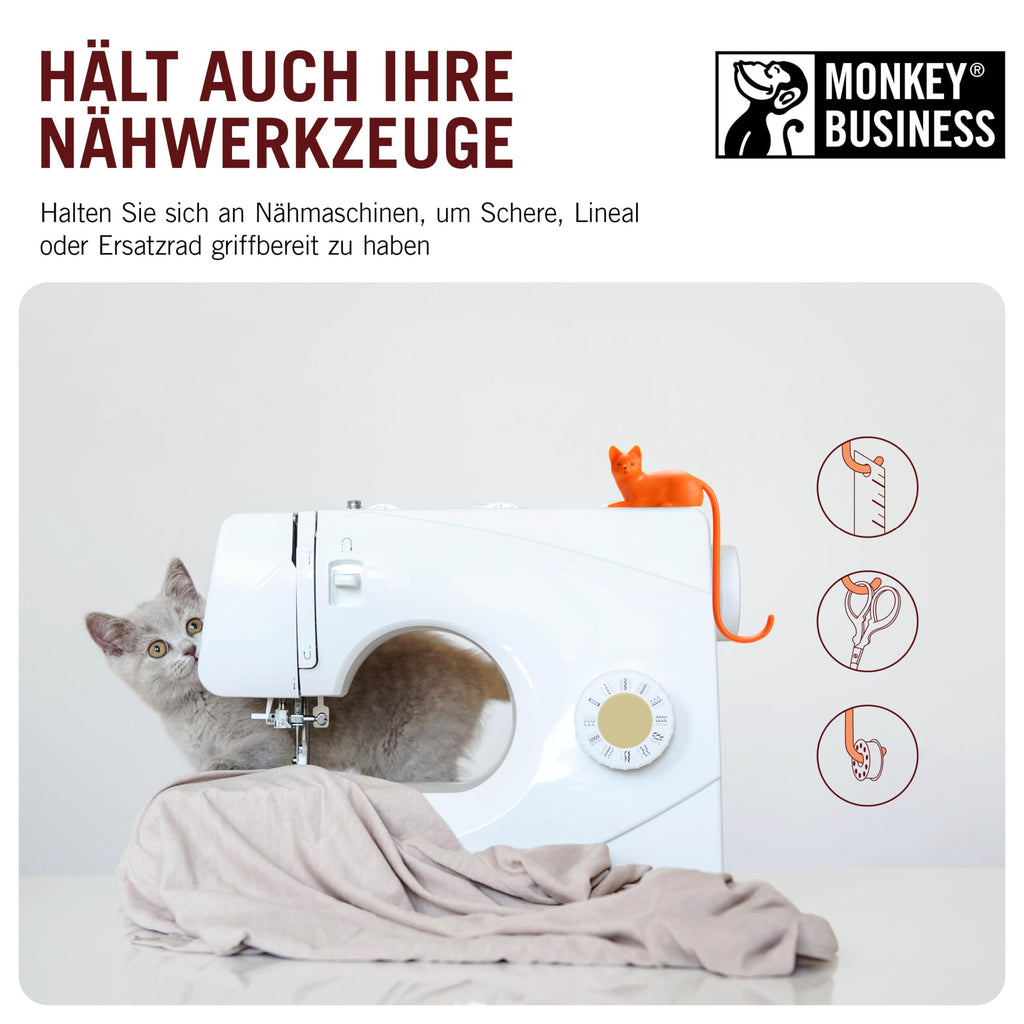 Monkey Business Ginger The Cat Tail Hook für Computer-Bildschirm, Schreibtisch Kopfhörer Aufhänger, passt Jede Enge Räume, hängen Schlüssel, Zubehör in Reichweite (Orange)