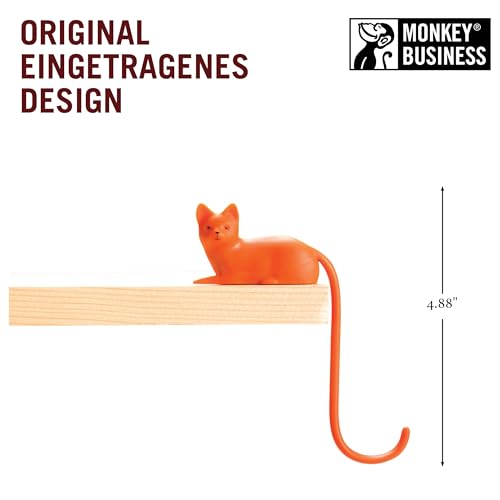 Monkey Business Ginger The Cat Tail Hook für Computer-Bildschirm, Schreibtisch Kopfhörer Aufhänger, passt Jede Enge Räume, hängen Schlüssel, Zubehör in Reichweite (Orange)