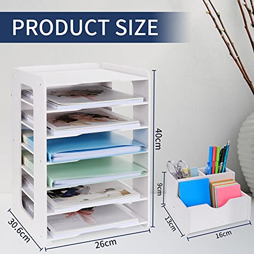 Schreibtisch-Organizer, Briefablage, Dokumentenhalter, A4-Papierablage, für Zuhause, Büro, Schule, 7 Ablagefächer