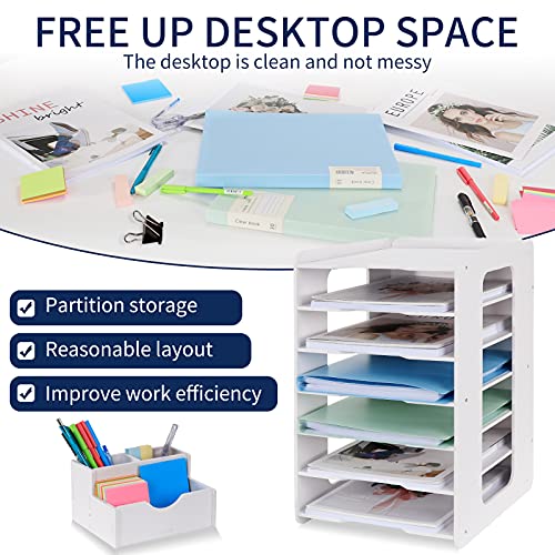 Schreibtisch-Organizer, Briefablage, Dokumentenhalter, A4-Papierablage, für Zuhause, Büro, Schule, 7 Ablagefächer