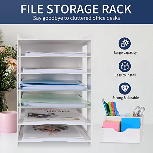 Schreibtisch-Organizer, Briefablage, Dokumentenhalter, A4-Papierablage, für Zuhause, Büro, Schule, 7 Ablagefächer