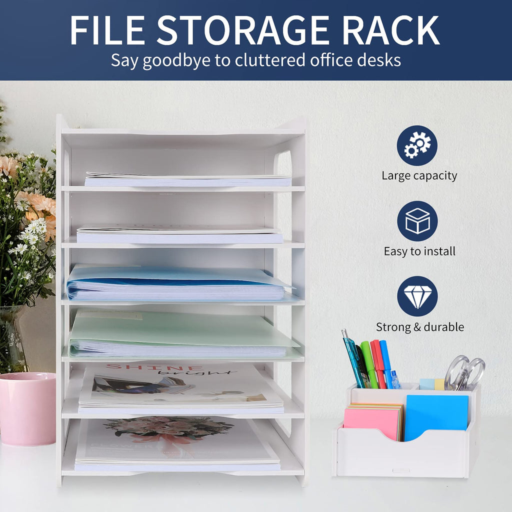 Schreibtisch-Organizer, Briefablage, Dokumentenhalter, A4-Papierablage, für Zuhause, Büro, Schule, 7 Ablagefächer