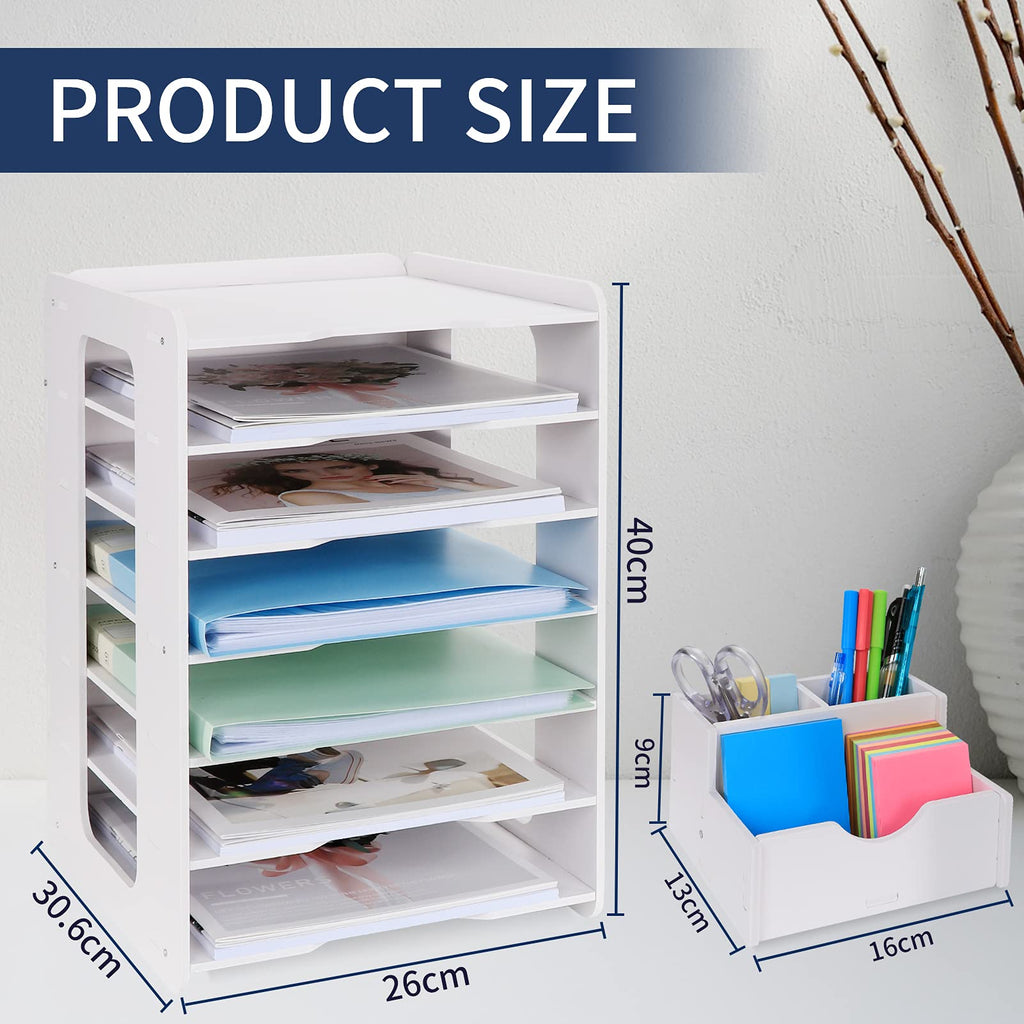 Schreibtisch-Organizer, Briefablage, Dokumentenhalter, A4-Papierablage, für Zuhause, Büro, Schule, 7 Ablagefächer