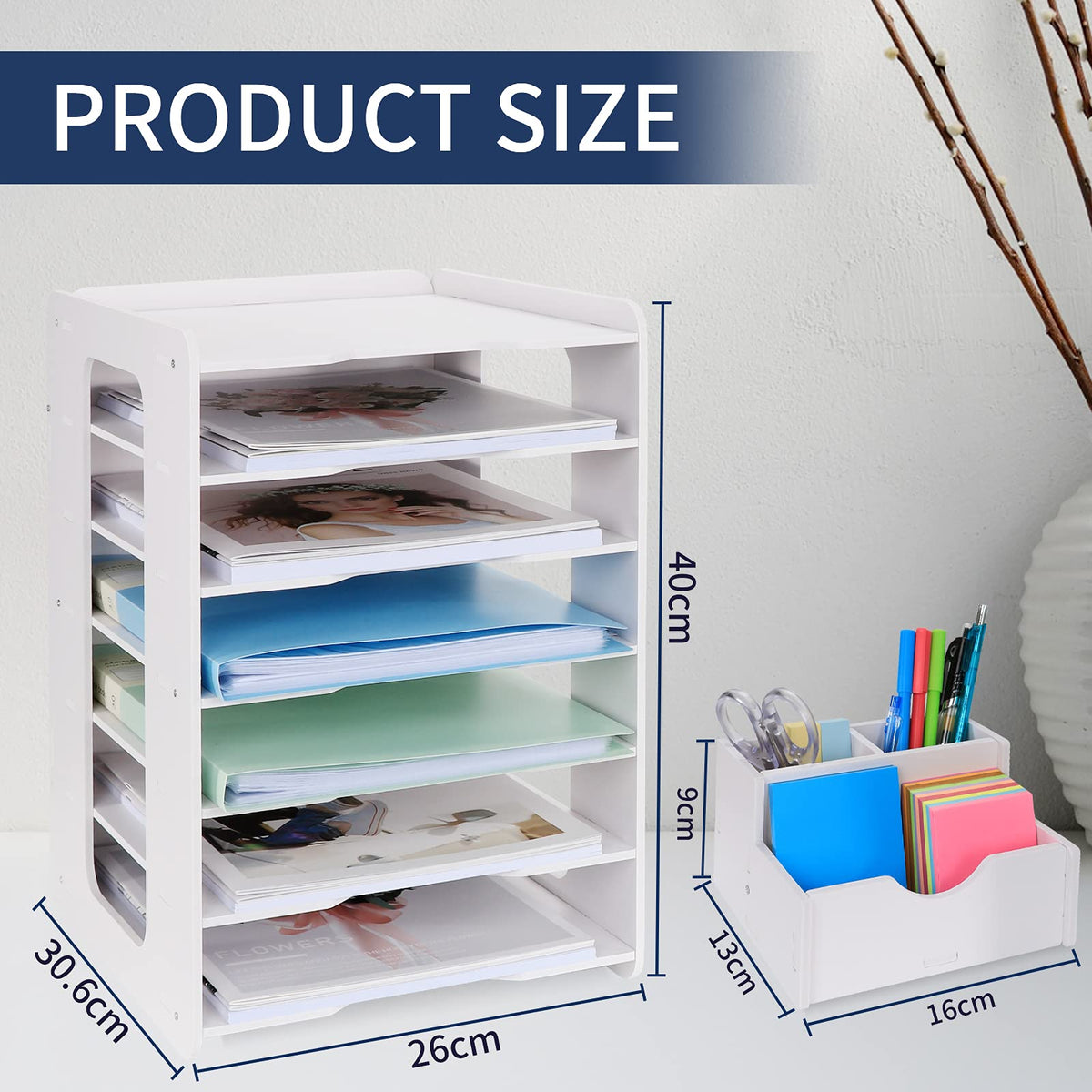 Schreibtisch-Organizer, Briefablage, Dokumentenhalter, A4-Papierablage, für Zuhause, Büro, Schule, 7 Ablagefächer