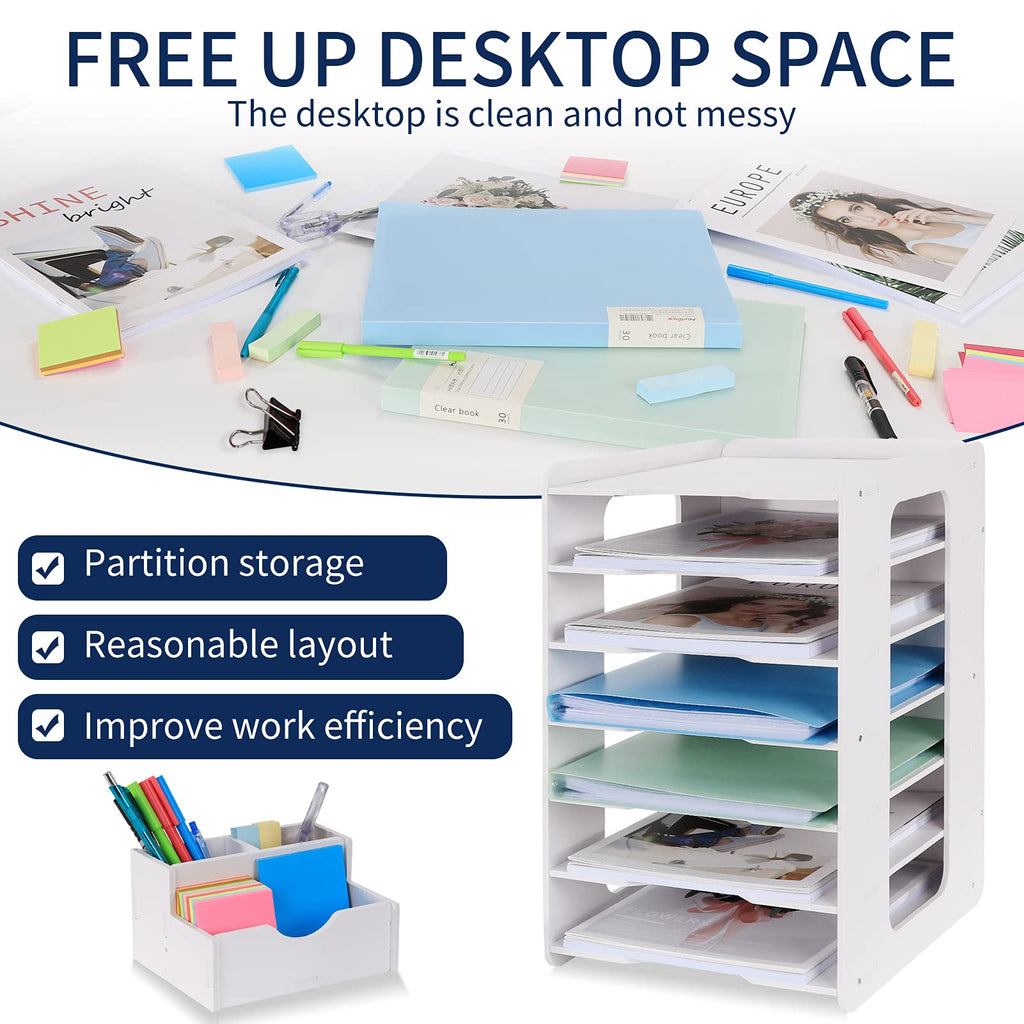 Schreibtisch-Organizer, Briefablage, Dokumentenhalter, A4-Papierablage, für Zuhause, Büro, Schule, 7 Ablagefächer