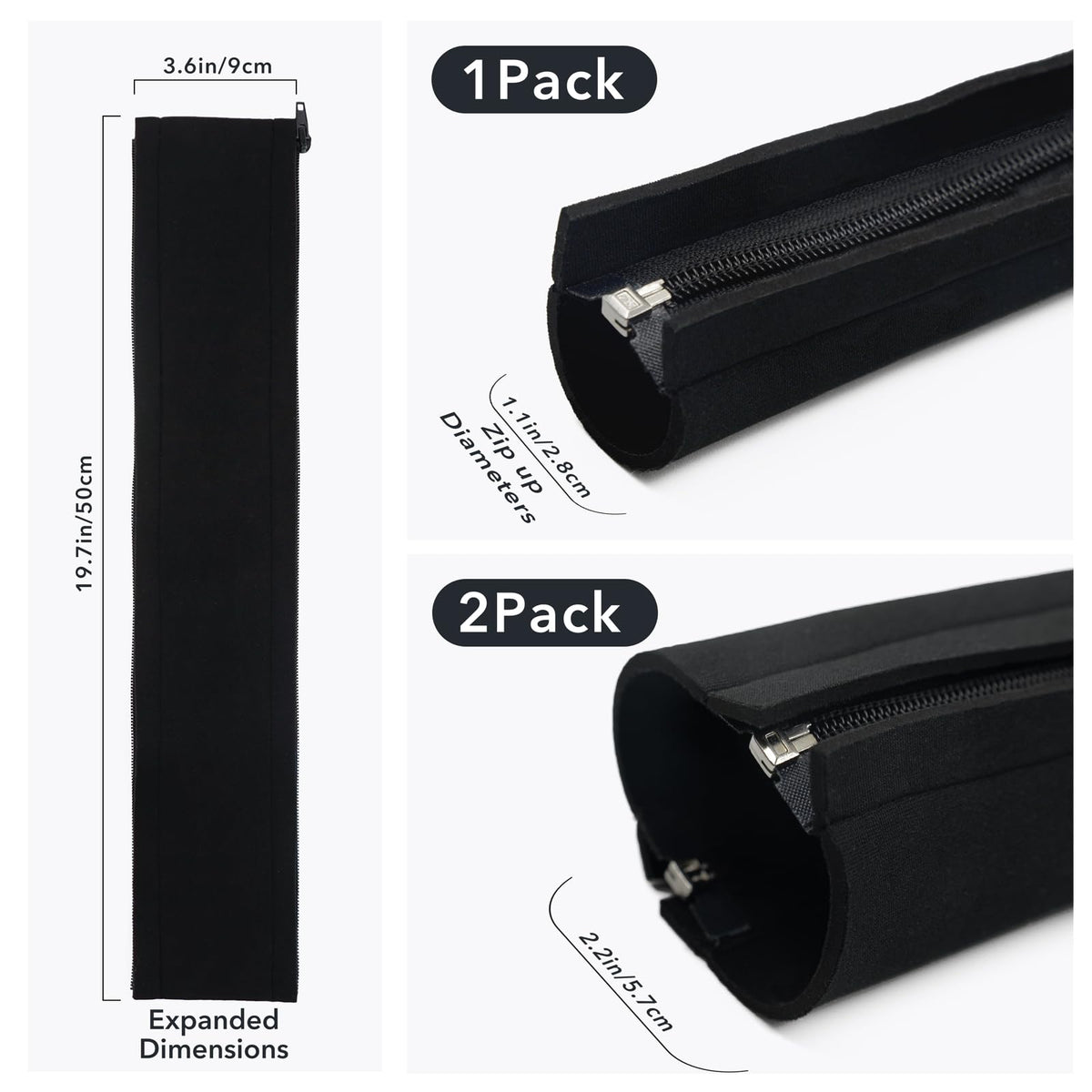 YOSH Kabelschlauch Kabelkanal Reiβverschluss (4 Stücke x 48 cm) flexibel Neopren Kabelhalter Organizer Kabelhülle für Schreibtisch TV Computer HiFi Heimkino, Kabel versteckt, gebündelt, geschützt
