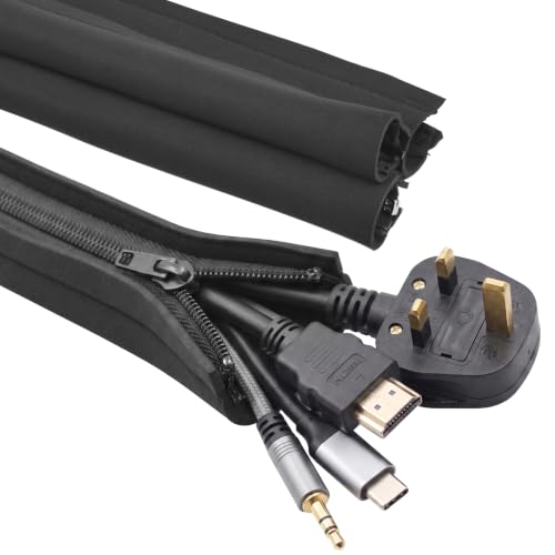 YOSH Kabelschlauch Kabelkanal Reiβverschluss (4 Stücke x 48 cm) flexibel Neopren Kabelhalter Organizer Kabelhülle für Schreibtisch TV Computer HiFi Heimkino, Kabel versteckt, gebündelt, geschützt