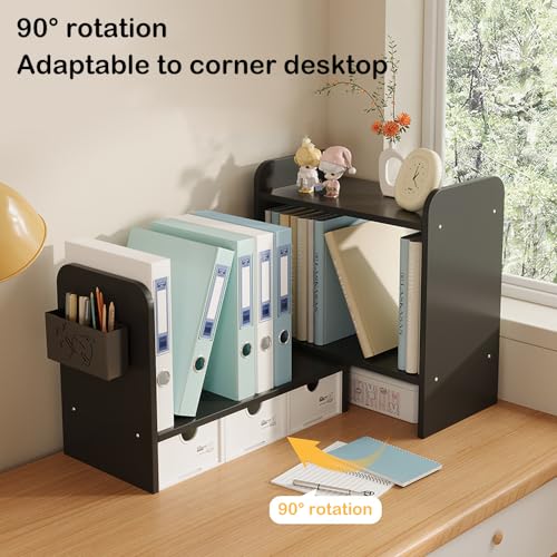 Erweiterbares Desktop-Bücherregal mit 3 Schubladen, Ausstellungsregal
