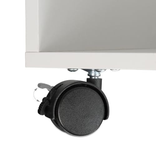 Relaxdays Rollcontainer mit 3 Fächern & Tür, Büro Beistellcontainer, mit Rollen, Büroschrank, HBT: 57x48x34 cm, weiß