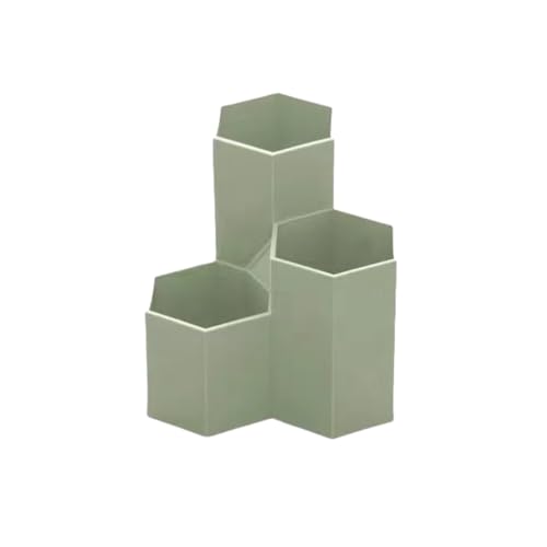 Sechseck Stiftehalter - Minimalistisch (Rosa/Grün/Weiß) in 55/83/118mm - ABS Stiftebox für Schreibtisch, Stifte, Brillen - Rutschfester Boden, Gratfrei (Grün)