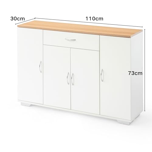 FurnitureR Weißer Aktenschrank, moderner Stil, MDF Material, kompakt und funktional, mit DREI Türen und Einer Schublade