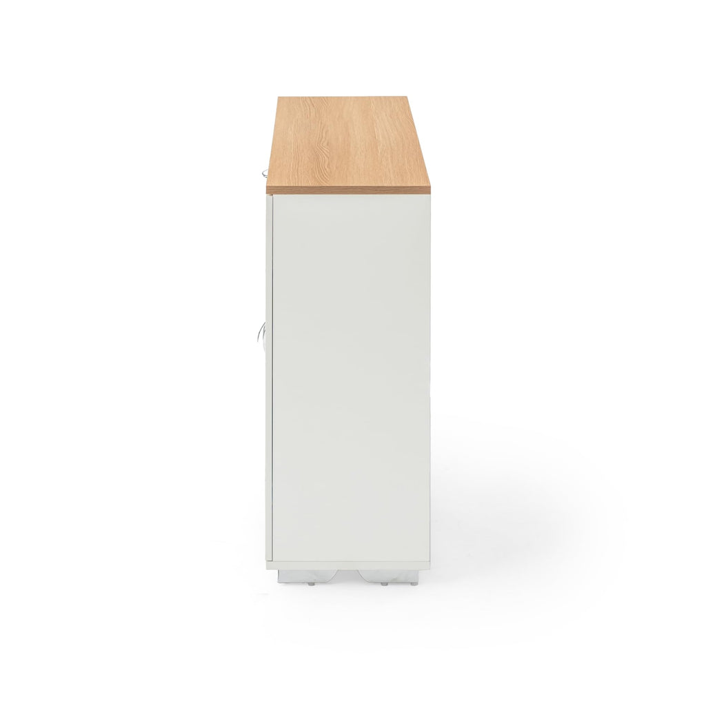 FurnitureR Weißer Aktenschrank, moderner Stil, MDF Material, kompakt und funktional, mit DREI Türen und Einer Schublade