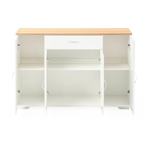 FurnitureR Weißer Aktenschrank, moderner Stil, MDF Material, kompakt und funktional, mit DREI Türen und Einer Schublade