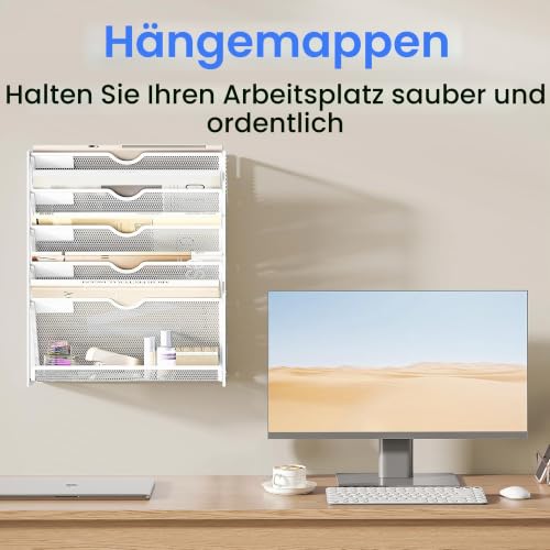 VITVITI Zeitschriften Wandhalter, 6 Fächer Stehsammler, Zeitungsständer, Magazinhalter für Ordner und Papiere, Büro Organizer für Schreibtischzubehör Ablage, Weiß