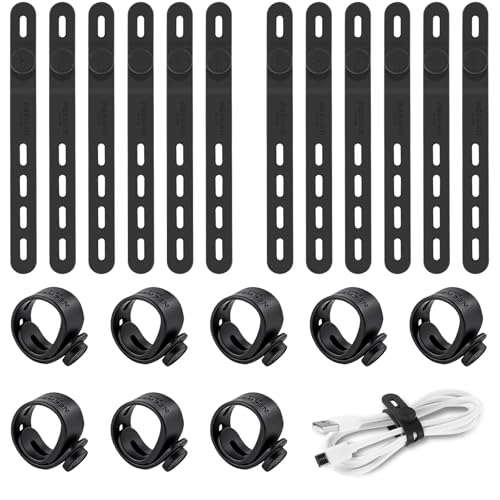 NEEWER 20 Stück Kabelbinder aus Silikon, verstellbare wiederverwendbare Kabelorganizer für Schreibtisch, Datenkabelhalter Management Gurt Zubehör mit Schnallen für Strom Audio Lade Elektrokabel, NC015