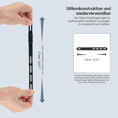 NEEWER 20 Stück Kabelbinder aus Silikon, verstellbare wiederverwendbare Kabelorganizer für Schreibtisch, Datenkabelhalter Management Gurt Zubehör mit Schnallen für Strom Audio Lade Elektrokabel, NC015