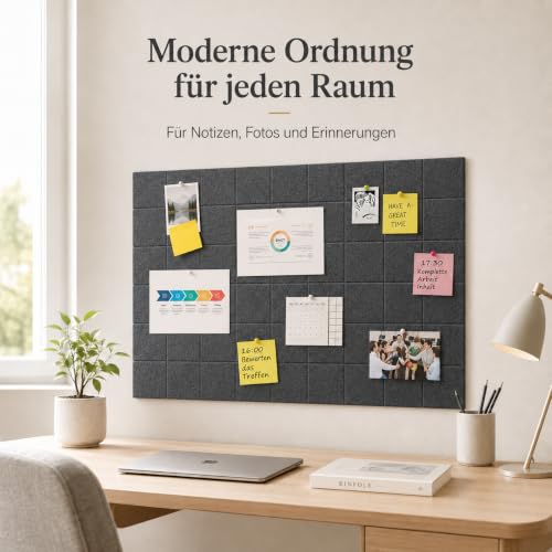 Filz Pinnwand Selbstklebend, Modern Korkwand Alternative, 6er-Set