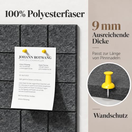 Filz Pinnwand Selbstklebend, Modern Korkwand Alternative, 6er-Set