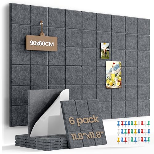 Filz Pinnwand Selbstklebend, Modern Korkwand Alternative, 6er-Set