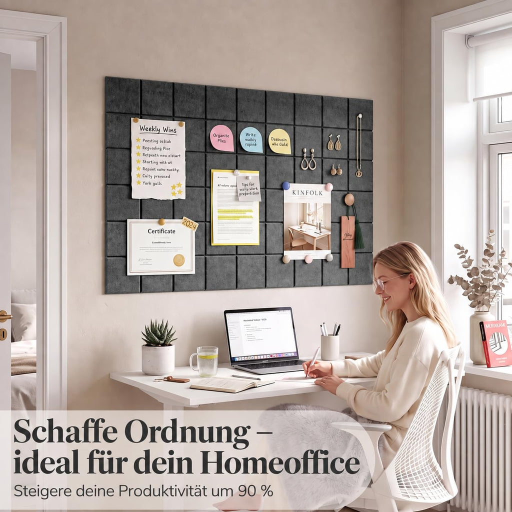Filz Pinnwand Selbstklebend, Modern Korkwand Alternative, 6er-Set