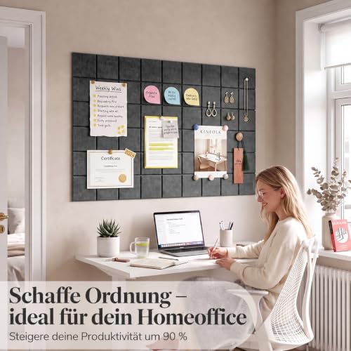 Filz Pinnwand Selbstklebend, Modern Korkwand Alternative, 6er-Set