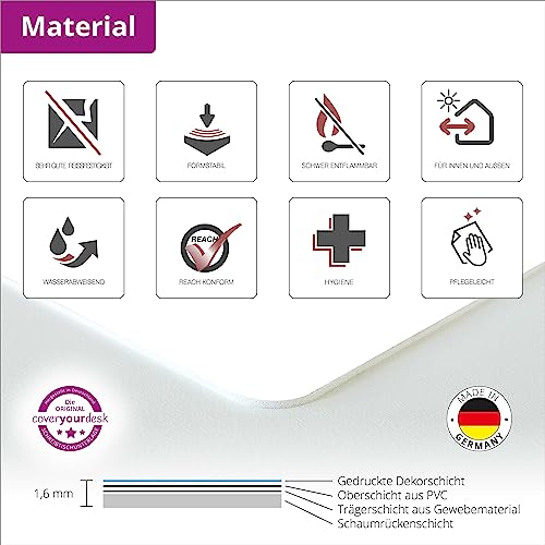 Schreibtischunterlage für Kinder – Flammender Fußball mit Feuerschweif – 60 x 40 cm – aus abwischbarem Premium-Vinyl - Made in Germany