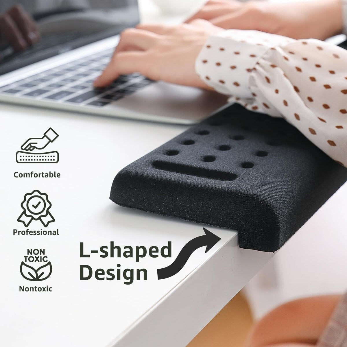 L-förmige Schreibtisch EdgeRest, 2-teiliges Set, Plam & Handgelenk & Unterarm & Ellbogen Komfort Unterstützung für Tisch oder Schreibtisch Kante, Rutschschutz (30 * 10cm)