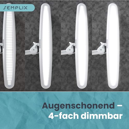 SEMPLIX LED Arbeits-Lampe Weiß: (117 PCS LED, 4fach dimmbar) Mit Tischstandfuß und -Klemme, höhenverstellbarem Lampenarm