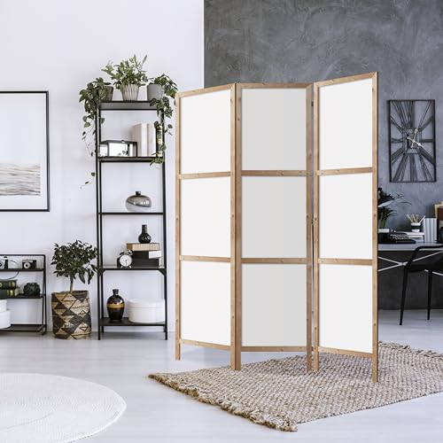 Japanischer Paravent Holz Raumteiler Innen – weiß - 135x172 cm