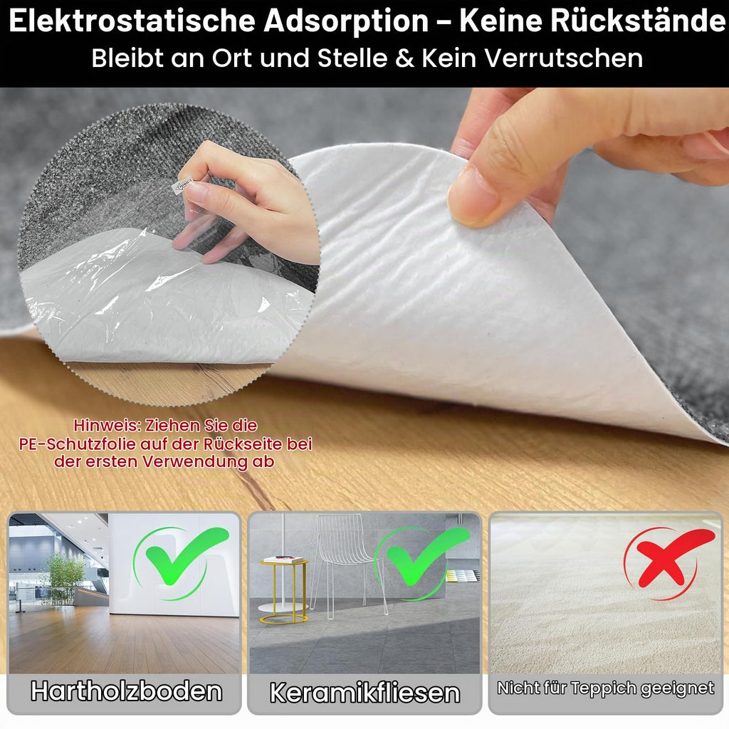 Bürostuhl Unterlage 90x120cm, Bodenschutzmatte, Kratzfest, dunkelgrau