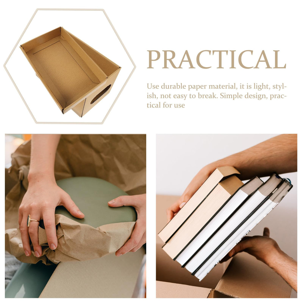 DOITOOL Papier Aufbewahrungsbox 2 Stück mit Deckel, Khaki, Groß