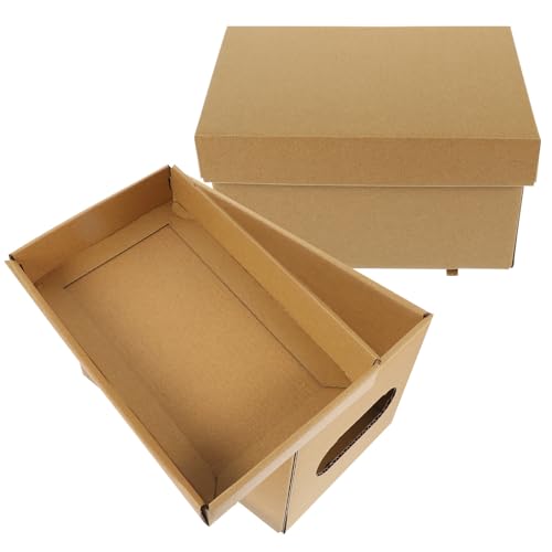 DOITOOL Papier Aufbewahrungsbox 2 Stück mit Deckel, Khaki, Groß
