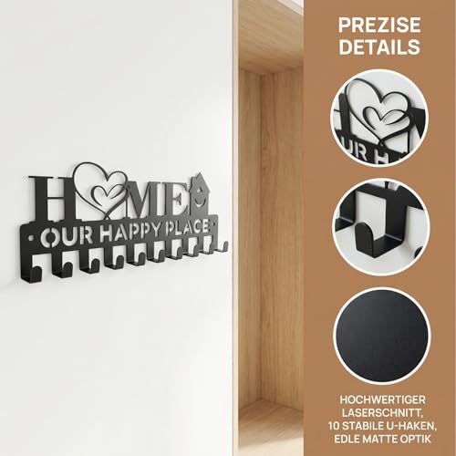 Metall Schlüsselhalter mit 10 Haken für Wand Schlüsselbrett Board Organizer