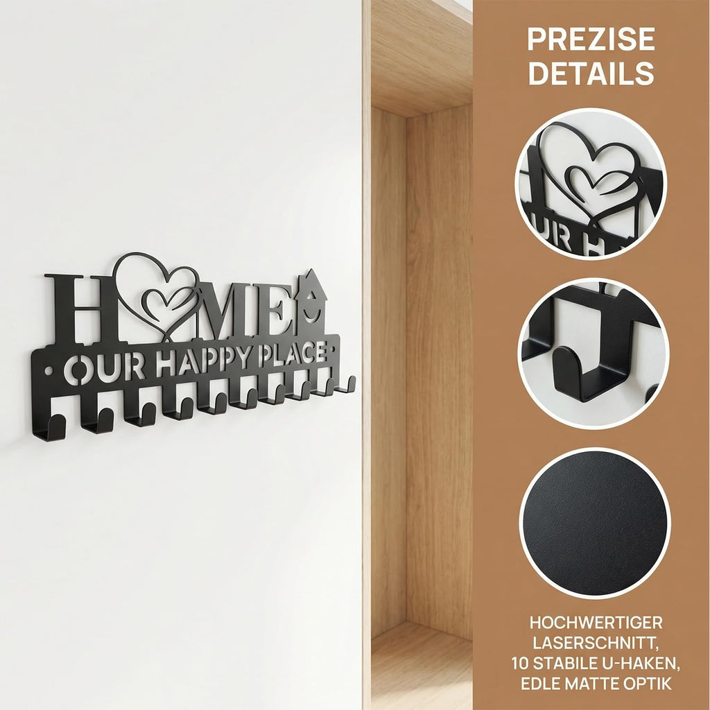 Metall Schlüsselhalter mit 10 Haken für Wand Schlüsselbrett Board Organizer