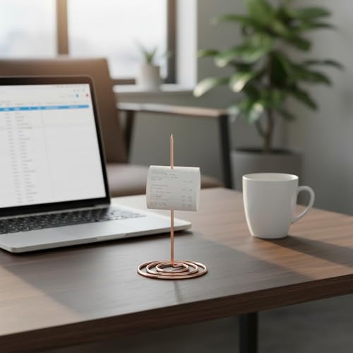 Cyrank 5 Stück Zettelspießer Bonspießer, Zettelspießer Memo Halter, Zettelhalter Kassenbon Halter, Memo Halter Spike Rechnungen Spike Für Küche Hotel Restaurant Cafe Büro (Roségold)