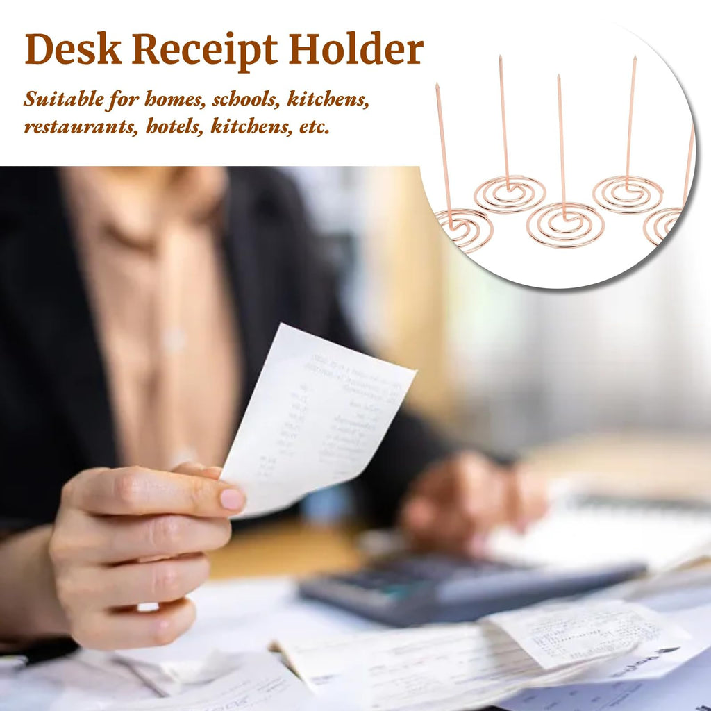 Cyrank 5 Stück Zettelspießer Bonspießer, Zettelspießer Memo Halter, Zettelhalter Kassenbon Halter, Memo Halter Spike Rechnungen Spike Für Küche Hotel Restaurant Cafe Büro (Roségold)