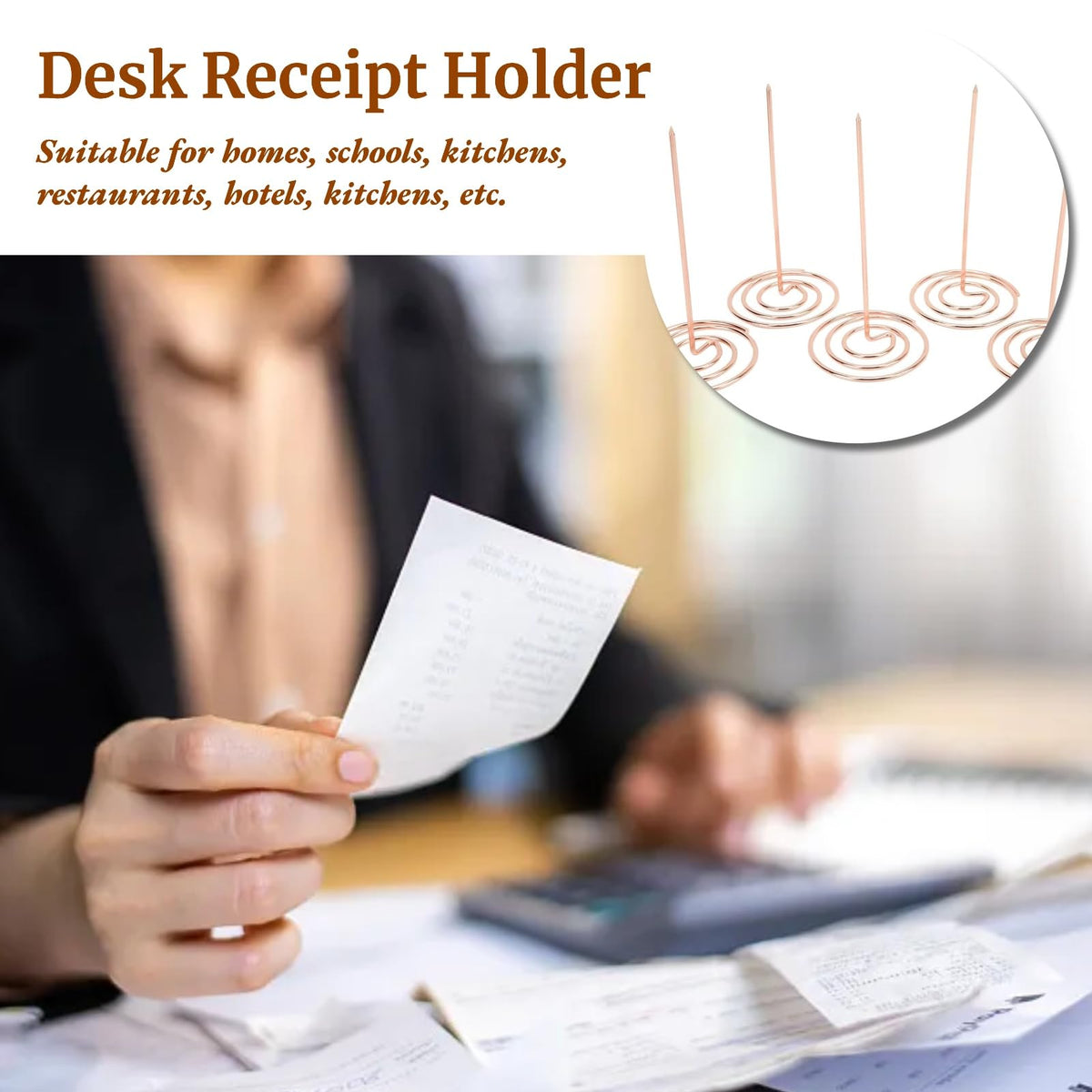 Cyrank 5 Stück Zettelspießer Bonspießer, Zettelspießer Memo Halter, Zettelhalter Kassenbon Halter, Memo Halter Spike Rechnungen Spike Für Küche Hotel Restaurant Cafe Büro (Roségold)