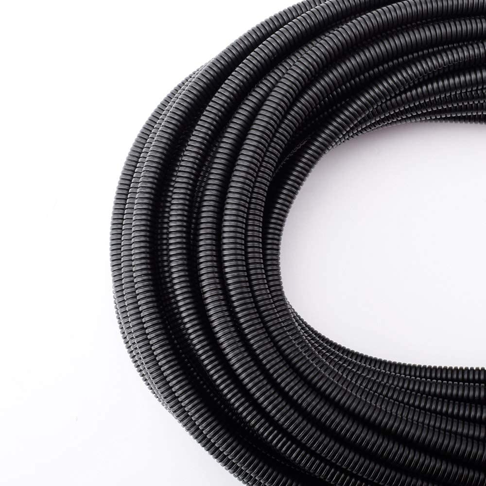 ZhiYo Kabelschlauch 15m geschlitzt | Ø6mm Flexrohr für Kfz & Elektro | Temperaturbeständig -40°C bis 125°C | Split Conduit Wellrohr Kabelschutz | Kabelkanal mit Flexibler Abdeckung