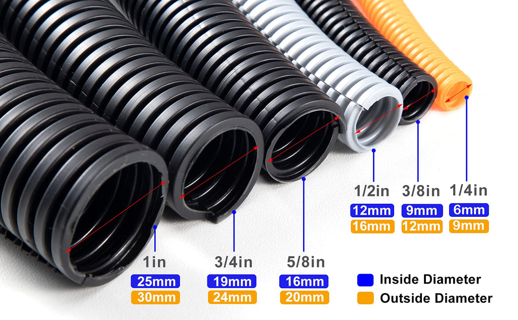 ZhiYo Kabelschlauch 15m geschlitzt | Ø6mm Flexrohr für Kfz & Elektro | Temperaturbeständig -40°C bis 125°C | Split Conduit Wellrohr Kabelschutz | Kabelkanal mit Flexibler Abdeckung
