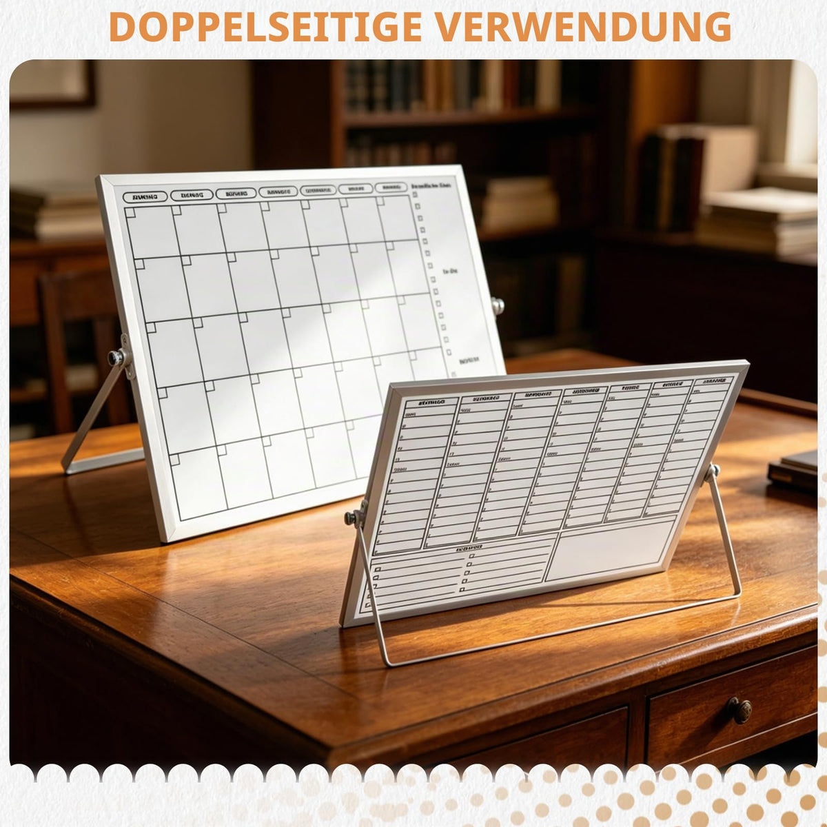 Magnetisch Whiteboard Klein,Doppelseitige Wochenplaner/Monatsplaner,30x40cm Magnetische Desktop Schreibtafel mit 10 Stiften, 4 Magnet,Schwamm, für Planung,To Do Liste,Schule,Zuhause, Büro,Schulsachen
