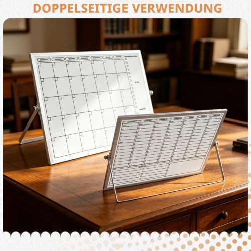 Magnetisch Whiteboard Klein,Doppelseitige Wochenplaner/Monatsplaner,30x40cm Magnetische Desktop Schreibtafel mit 10 Stiften, 4 Magnet,Schwamm, für Planung,To Do Liste,Schule,Zuhause, Büro,Schulsachen