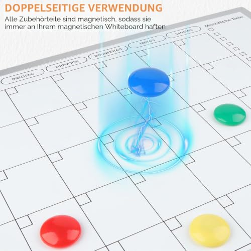 Magnetisch Whiteboard Klein,Doppelseitige Wochenplaner/Monatsplaner,30x40cm Magnetische Desktop Schreibtafel mit 10 Stiften, 4 Magnet,Schwamm, für Planung,To Do Liste,Schule,Zuhause, Büro,Schulsachen